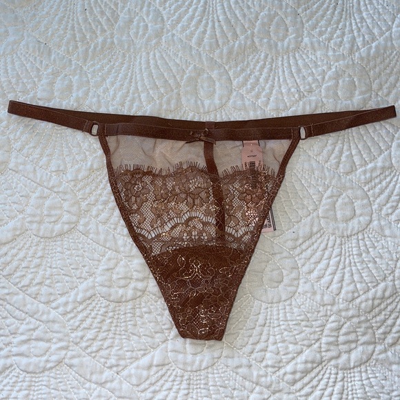 New Set of 3 Satin Shine Strap Logo Lace V String Thong Brazilian Panties - Picture 5 of 6